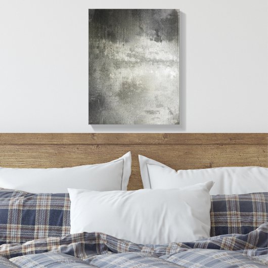 abstract zwart-wit getextureerd canvas afdruk (Insitu (Slaapkamer))
