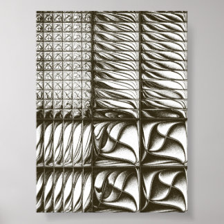 Abstract zwart-wit getextureerd geometrisch fracta poster