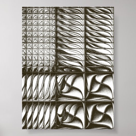 Abstract zwart-wit getextureerd geometrisch fracta poster (Voorkant)