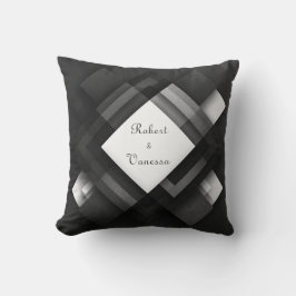 Abstract Zwart Wit Glitter Gelaagde Diamant Kussen