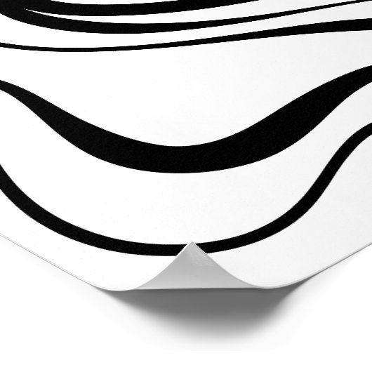 Abstract zwart-wit golvend lijnen poster (Hoek)