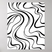Abstract zwart-wit golvend lijnen poster (Voorkant)