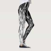 Abstract zwart-wit golvend patroon leggings (Rechts)