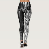 Abstract zwart-wit golvend patroon leggings (Achterkant)