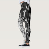 Abstract zwart-wit golvend patroon leggings (Links)