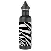 Abstract Zwart & Wit Golvende Lijnen Kunst Waterfles (Rechts)