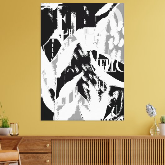 Abstract zwart wit grijs canvas afdruk (Insitu (Woonkamer))