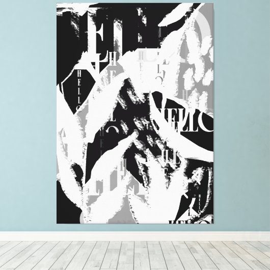 Abstract zwart wit grijs canvas afdruk (Insitu (Houten vloer))