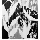 Abstract zwart wit grijs douchegordijn (Voorkant)