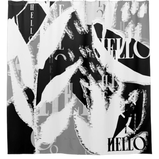 Abstract zwart wit grijs douchegordijn (Voorkant)