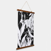 Abstract zwart wit grijs hangend wandkleed (Gebogen)