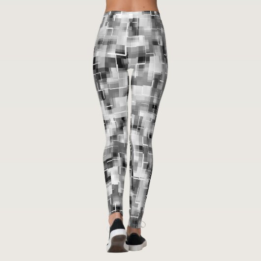 Abstract zwart wit grijs leggings (Achterkant)