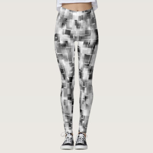 Abstract zwart wit grijs leggings