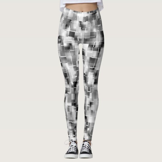 Abstract zwart wit grijs leggings (Voorkant)