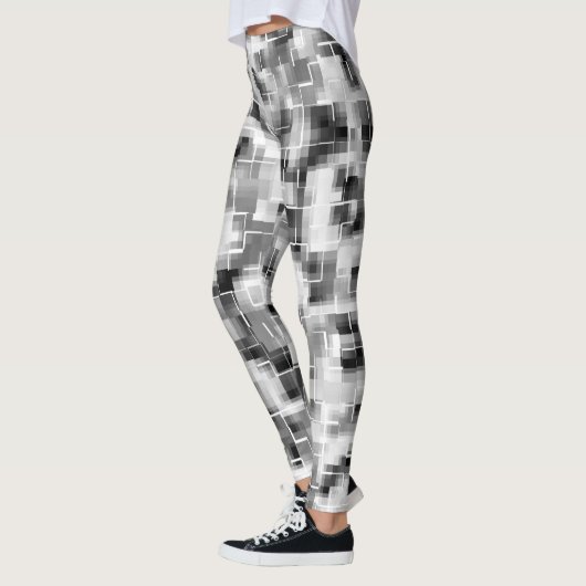Abstract zwart wit grijs leggings (Links)
