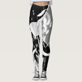 Abstract zwart wit grijs leggings (Voorkant)