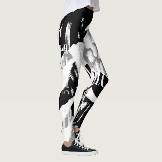 Abstract zwart wit grijs leggings (Rechts)