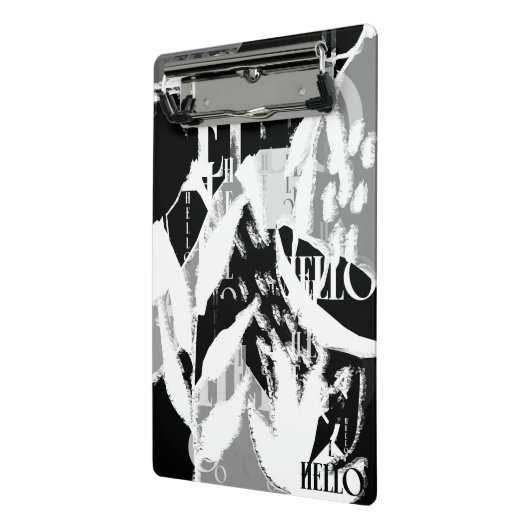 Abstract zwart wit grijs mini klembord (Angled2)