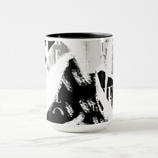 Abstract zwart wit grijs mok (Midden)