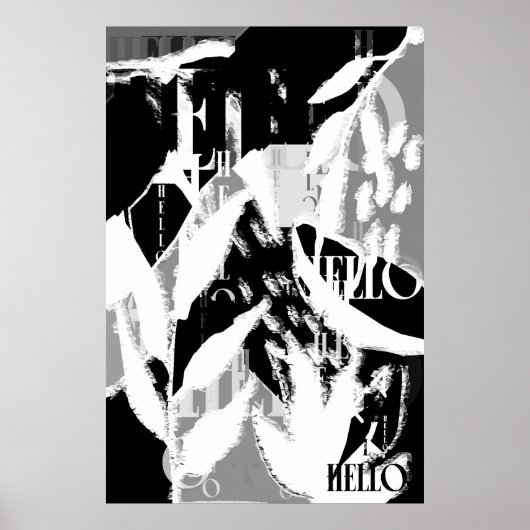 Abstract zwart wit grijs poster (Voorkant)
