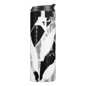 Abstract zwart wit grijs thermosbeker (Gedraaid links)