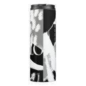 Abstract zwart wit grijs thermosbeker (Achterkant)