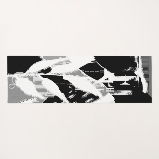 Abstract zwart wit grijs yogamat (Achterkant (horizontaal))