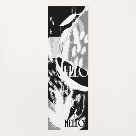 Abstract zwart wit grijs yogamat (Voorkant)