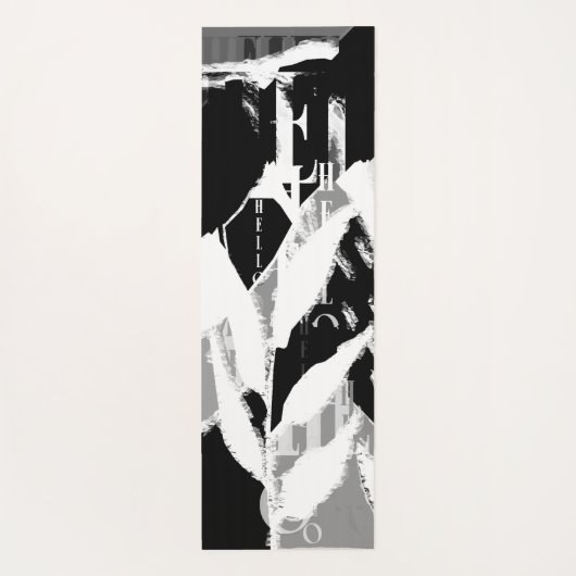 Abstract zwart wit grijs yogamat (Achterkant)