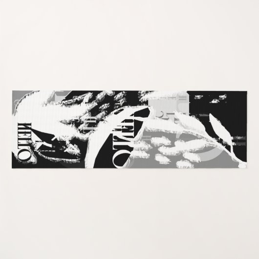 Abstract zwart wit grijs yogamat (Voorkant (horizontaal))