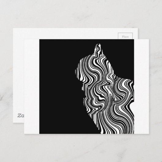 Abstract zwart-wit kat wervelkamer briefkaart (Voorkant / Achterkant)