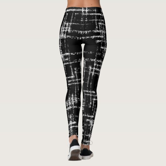 abstract zwart-wit kruispatroon leggings (Achterkant)