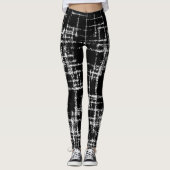 abstract zwart-wit kruispatroon leggings (Voorkant)