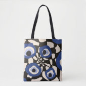 Abstract zwart-wit kussen met blauw oog tote bag (Voorkant)