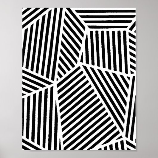 Abstract zwart-wit lijnart poster (Voorkant)