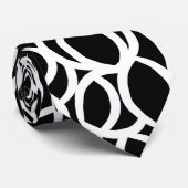 Abstract zwart-wit lijnpatroon stropdas (Opgerold)