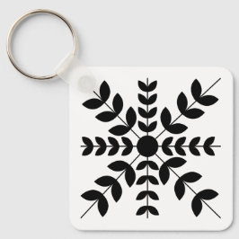 Abstract zwart-wit mandala bloempatroon sleutelhanger
