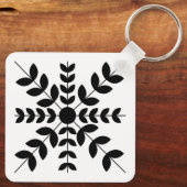 Abstract zwart-wit mandala bloempatroon sleutelhanger (Achterkant)