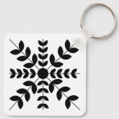Abstract zwart-wit mandala bloempatroon sleutelhanger (Achterkant)