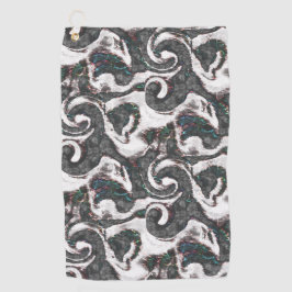 Abstract zwart-wit met gekleurde details of falen golfhanddoek