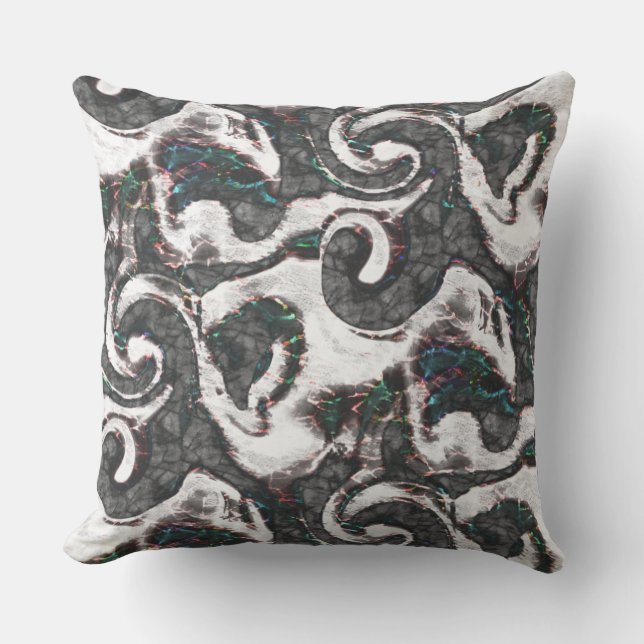 Abstract zwart-wit met gekleurde details of falen kussen (Voorkant)