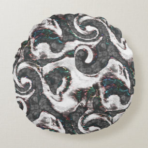 Abstract zwart-wit met gekleurde details of falen rond kussen