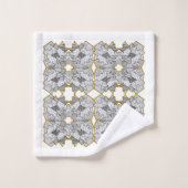 Abstract zwart-wit met gouden accenten bad handdoek (Wasdoekje)