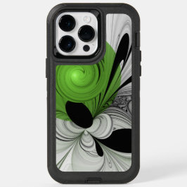 Abstract Zwart-wit met Groene Fractal Art