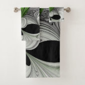 Abstract Zwart-wit met Groene Fractal Art Bad Handdoek (Insitu)