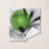 Abstract Zwart-wit met Groene Fractal Art Bad Handdoek (Wasdoekje)