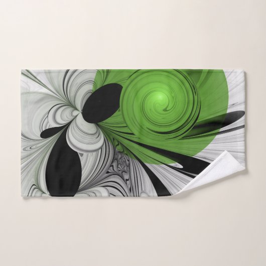 Abstract Zwart-wit met Groene Fractal Art Bad Handdoek (Handdoek)