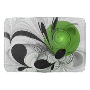 Abstract Zwart-wit met Groene Fractal Art Badmat
