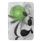 Abstract Zwart-wit met Groene Fractal Art Badmat (Voorkant Verticaal)