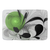 Abstract Zwart-wit met Groene Fractal Art Badmat (Voorkant)